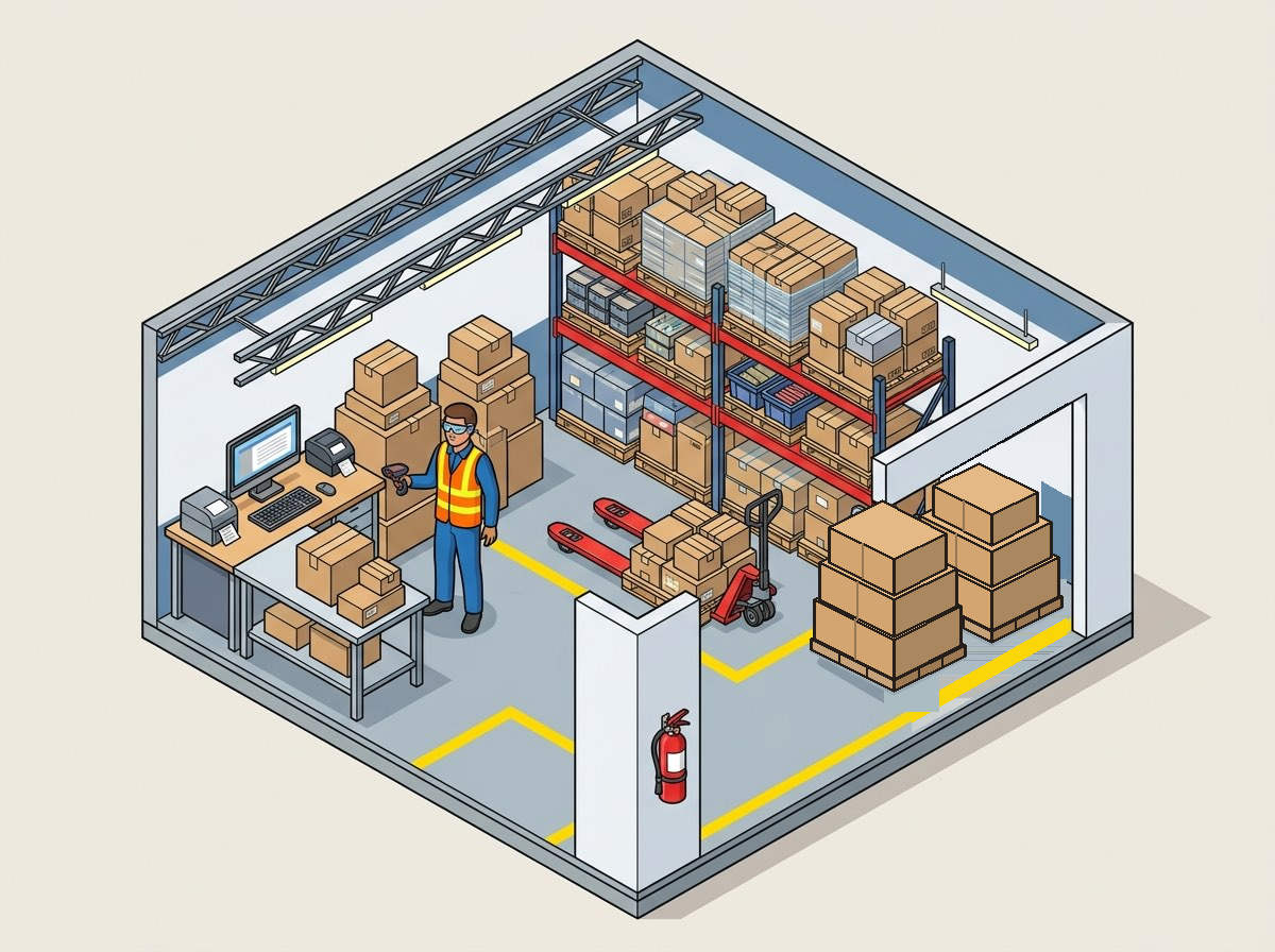 Incubator warehouse illustration — Micro-Distribution & Startup Hub